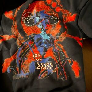 Graphic Black Sweatshirt with Red and Blue Design